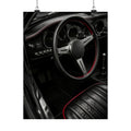 Red Stitch Cockpit - Classic Car Interior Wall Art | Matte Poster