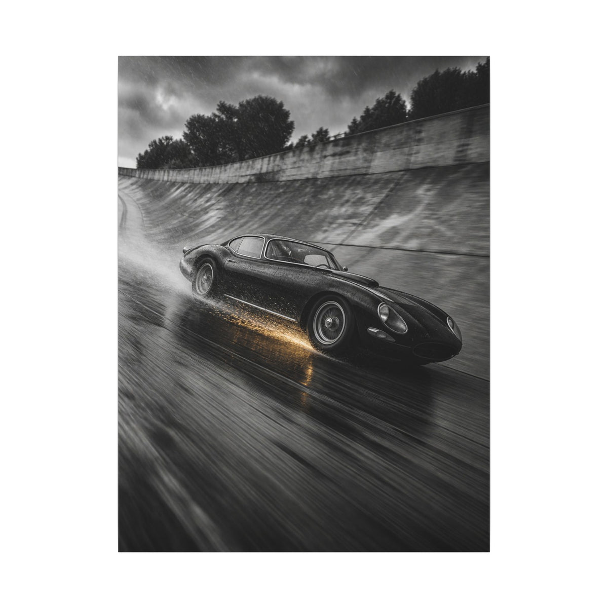 Banked in the Rain - Race Car Wall Art | Canvas