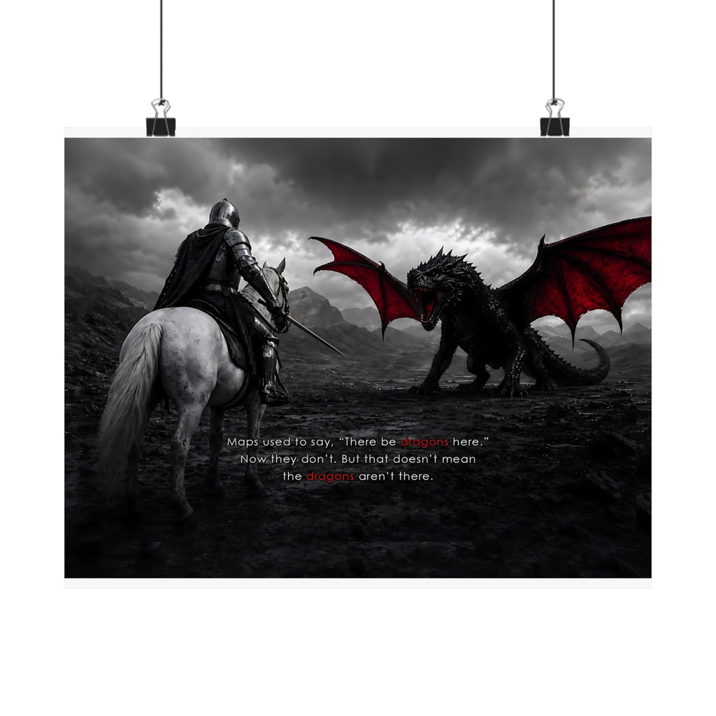 There Be Dragons - Man Cave Decor | Matte Poster (Landscape)