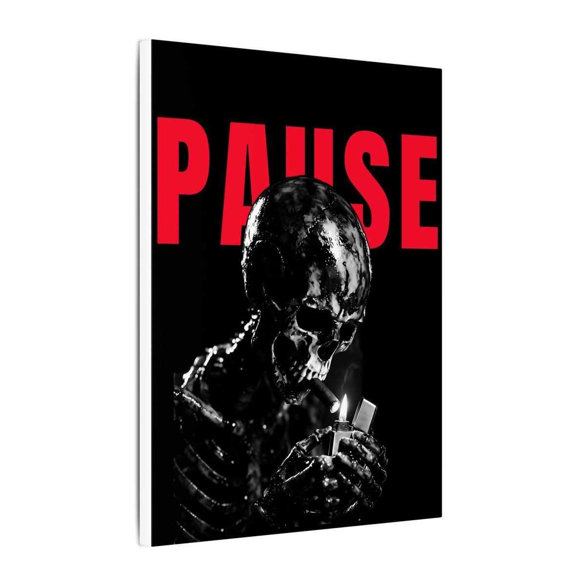 Pause - Smoking Skeleton Wall Art, Dark Gothic Man Cave | Canvas