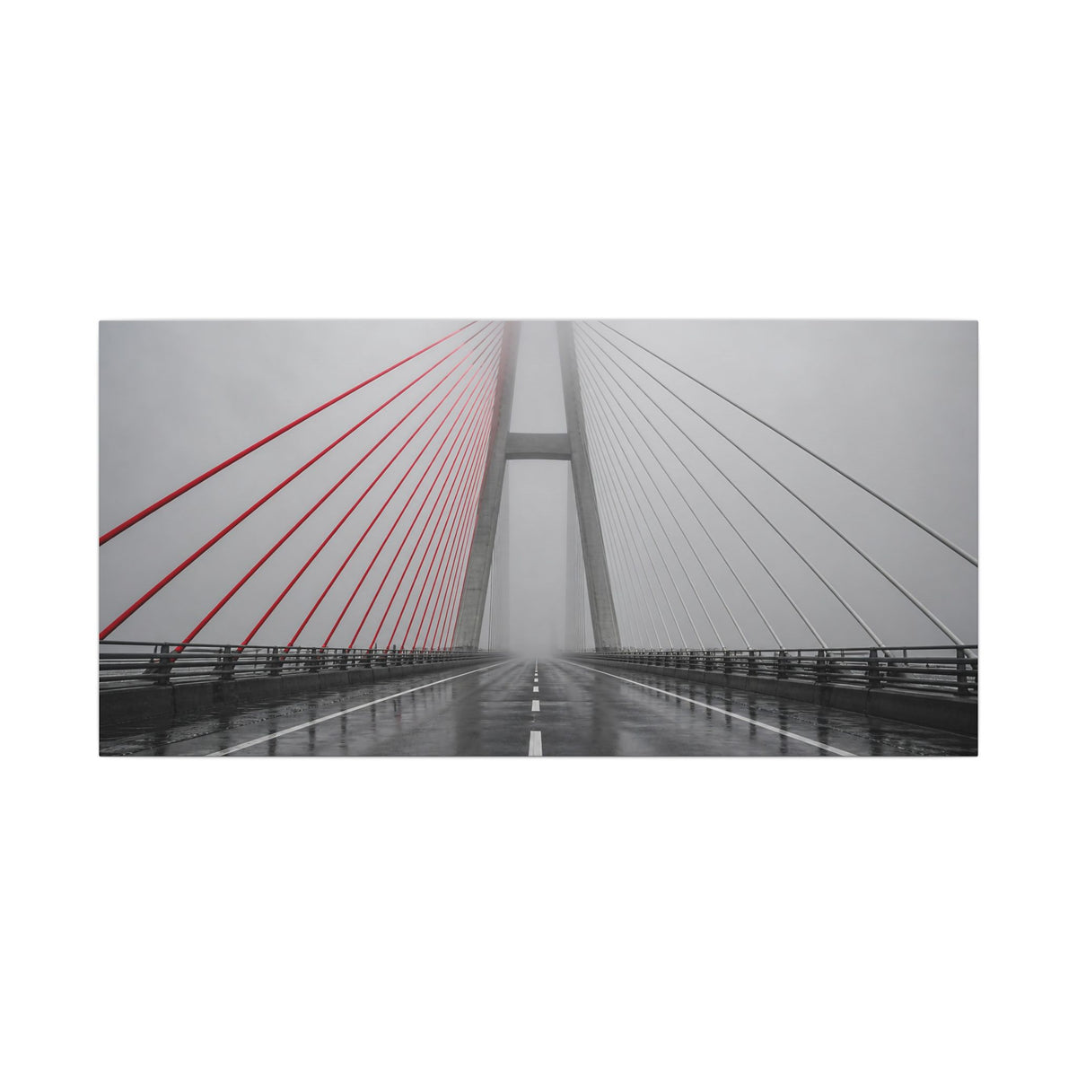 Span in Fog - Red and Black Wall Art | Canvas (Panoramic)