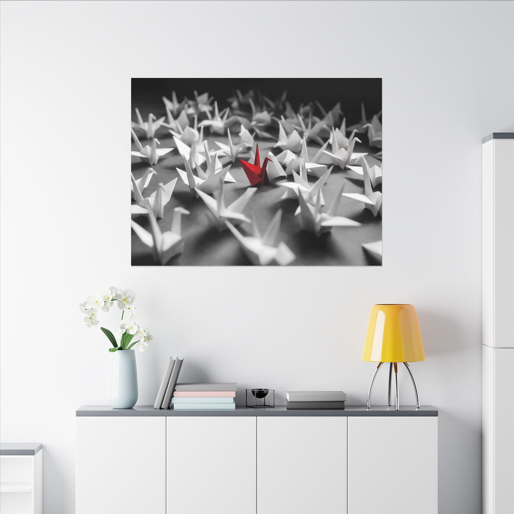 The Red Crane - Unique Wall Art For Office | Canvas (Landscape)