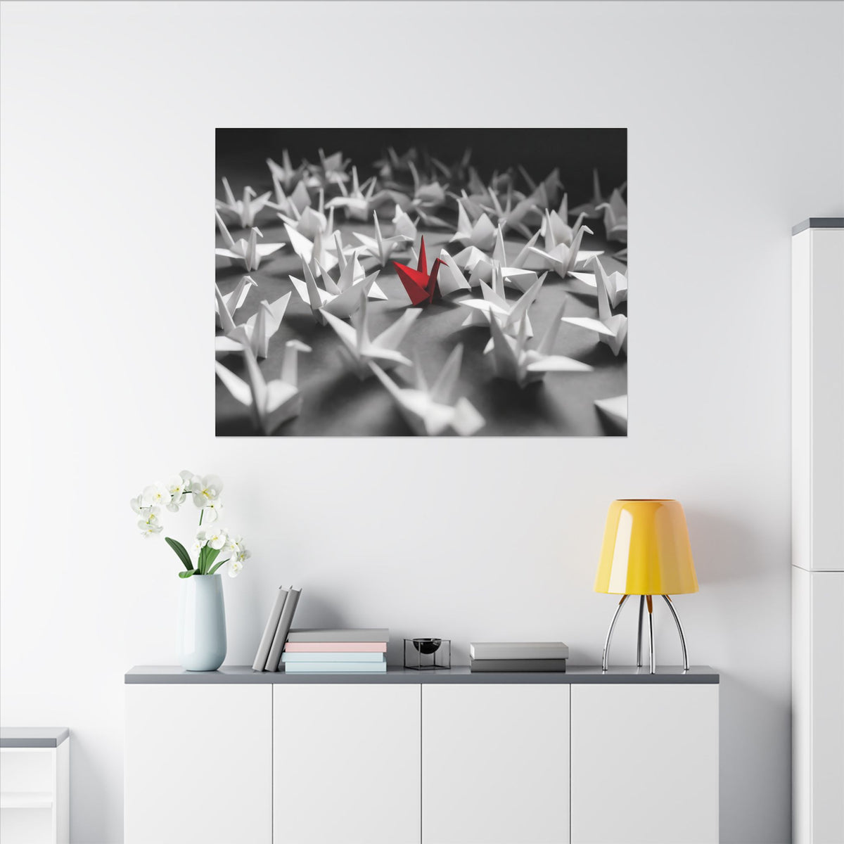 The Red Crane - Unique Wall Art For Office | Canvas (Landscape)