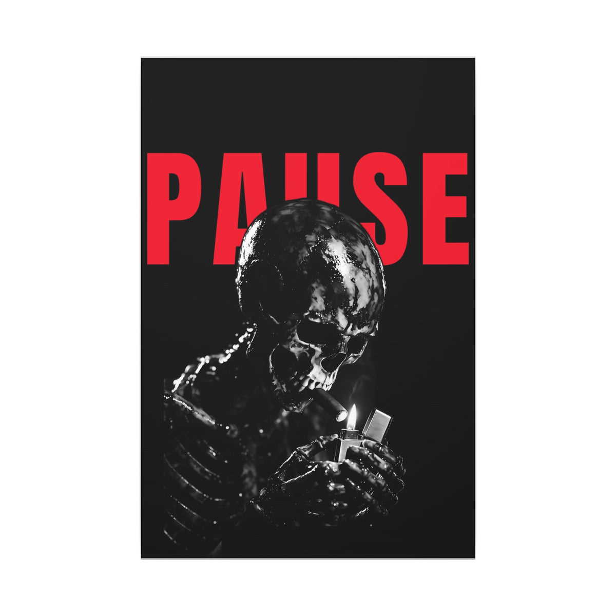 Pause - Smoking Skeleton Wall Art, Dark Gothic Man Cave | Canvas