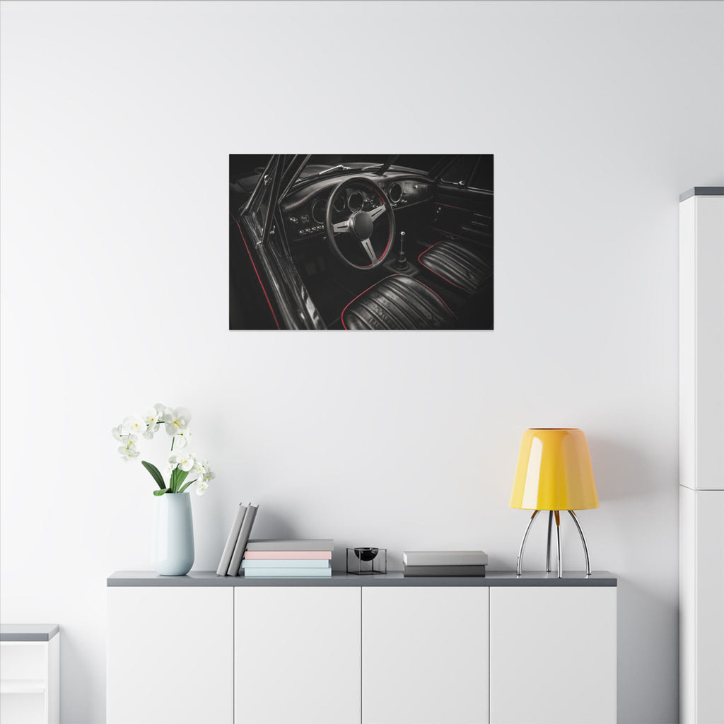 Red Stitch Cockpit - Classic Car Interior Wall Art | Canvas (Landscape)