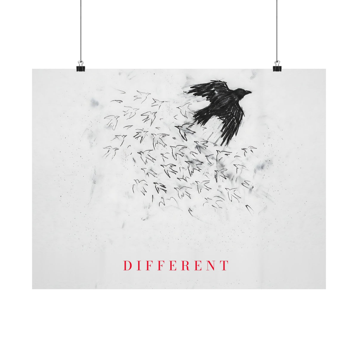 The Flock Went Left - Charcoal Wall Art | Matte Poster (Landscape)