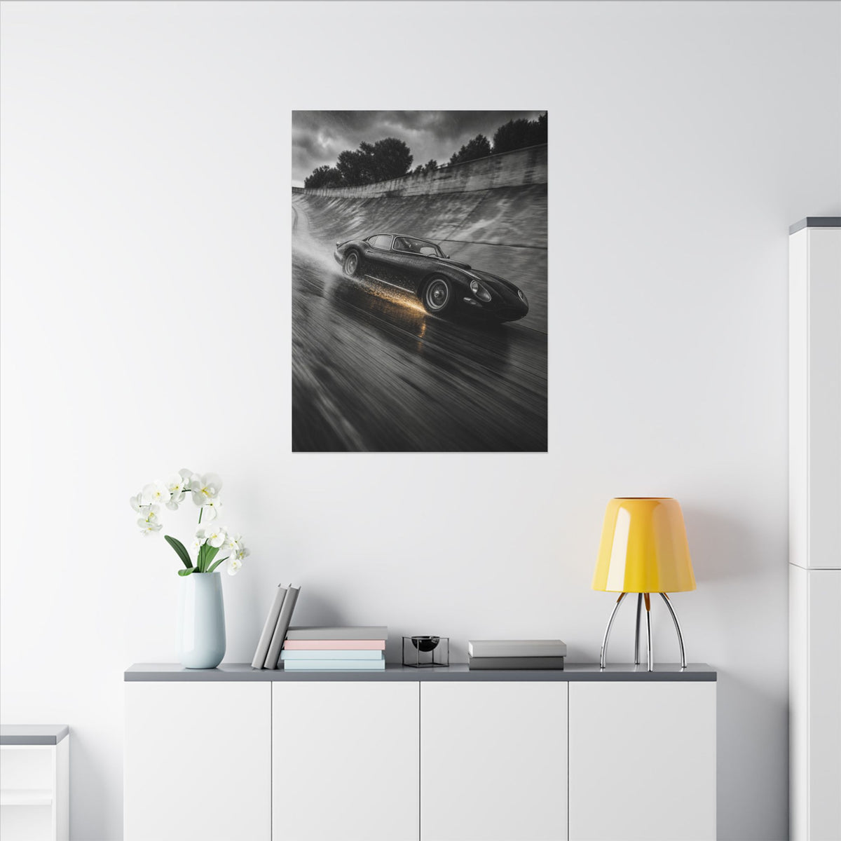 Banked in the Rain - Race Car Wall Art | Canvas