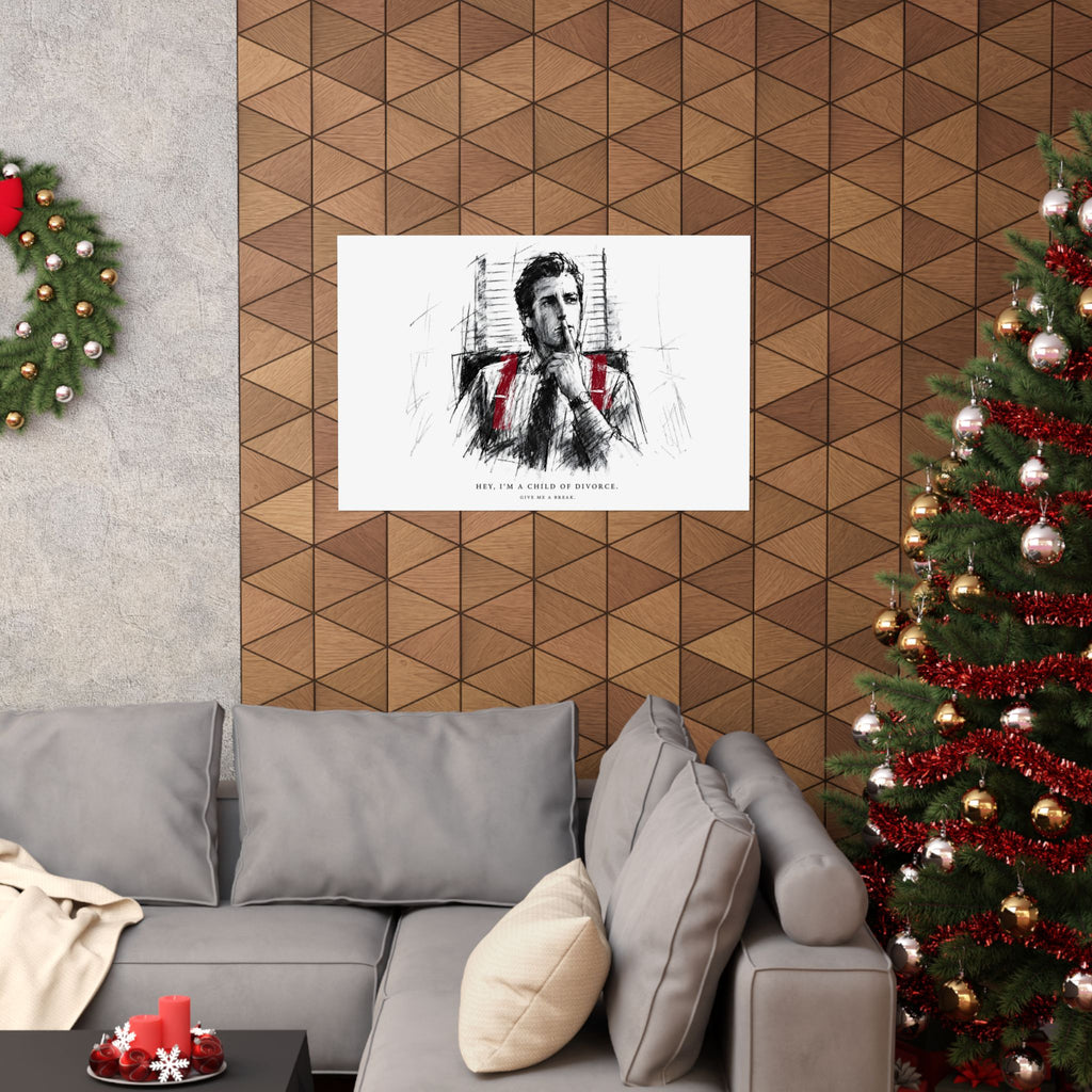 Child of Divorce Sketch - Dark Office Wall Art | Matte Poster (Landscape)