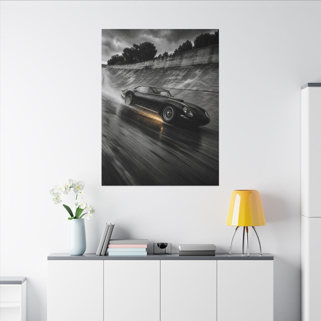 Banked in the Rain - Race Car Wall Art | Canvas