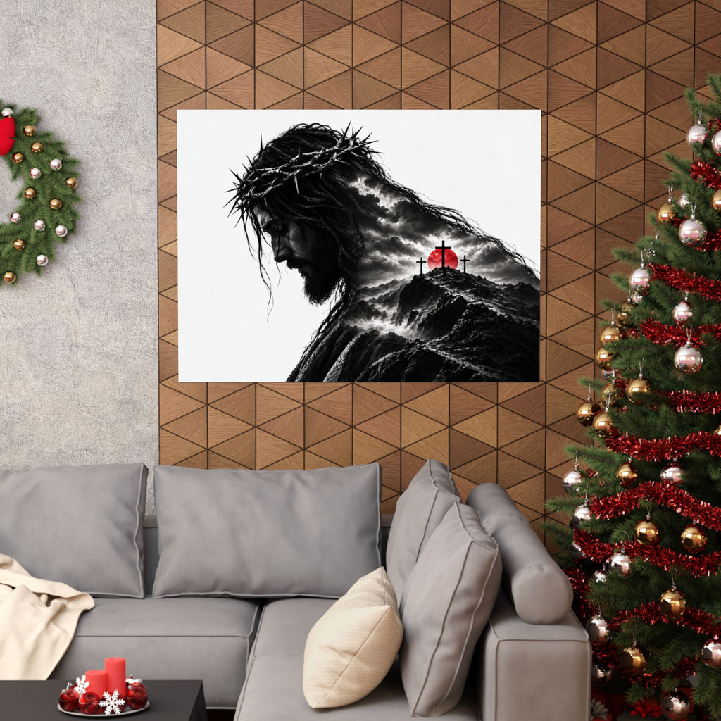 Three Crosses - Christian Wall Art | Matte Poster (Landscape)