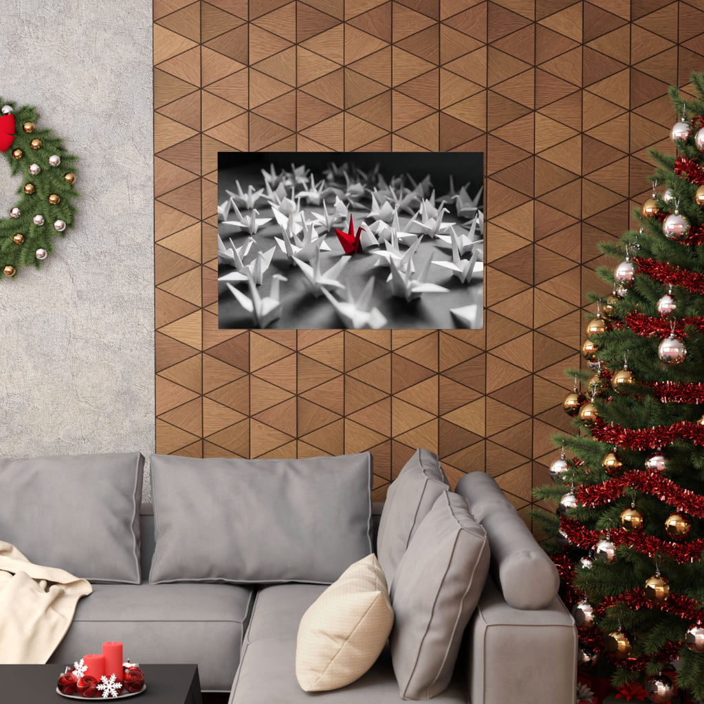 The Red Crane - Unique Wall Art For Office | Matte Poster (Landscape)