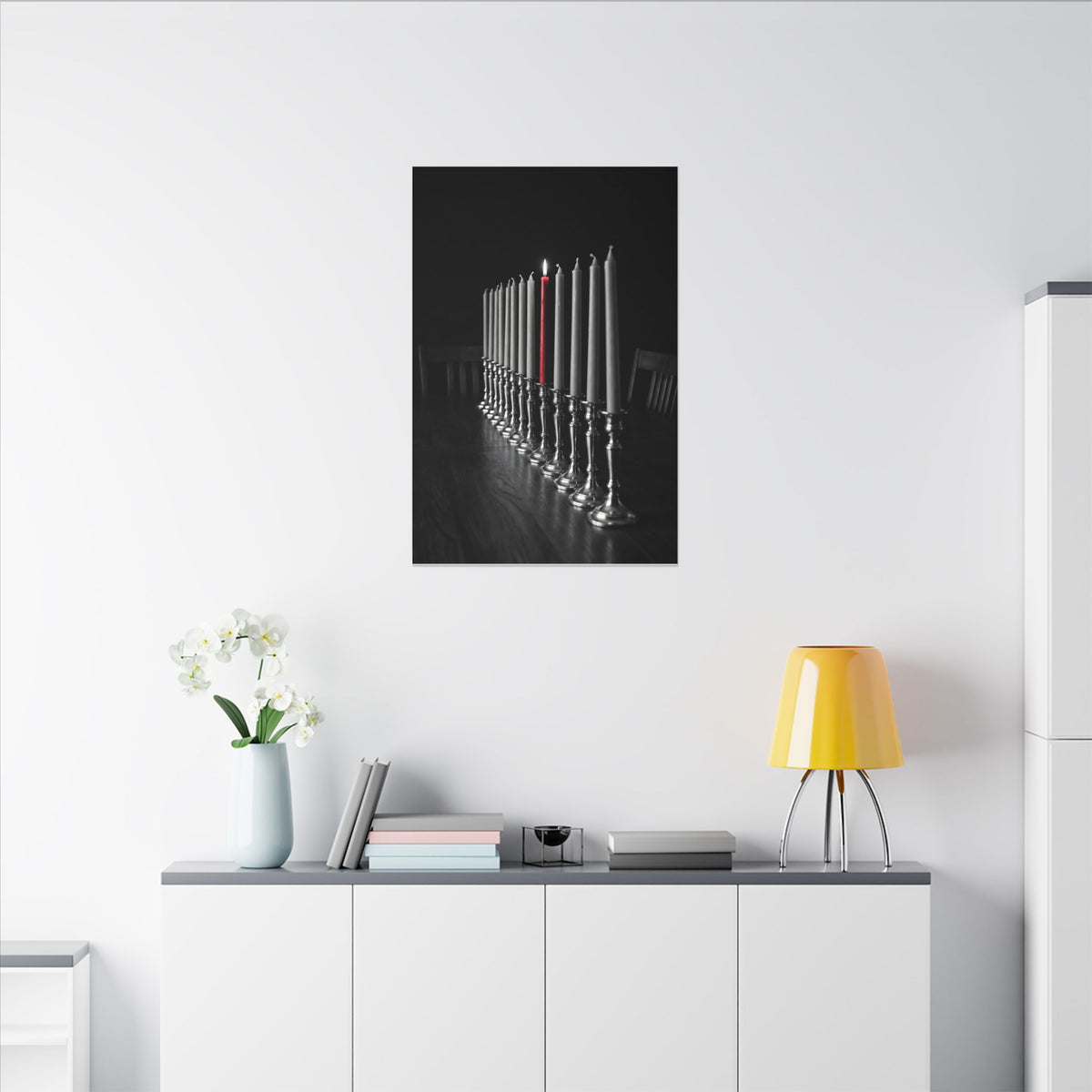 One Candle Lit - Dining Room Wall Art | Canvas