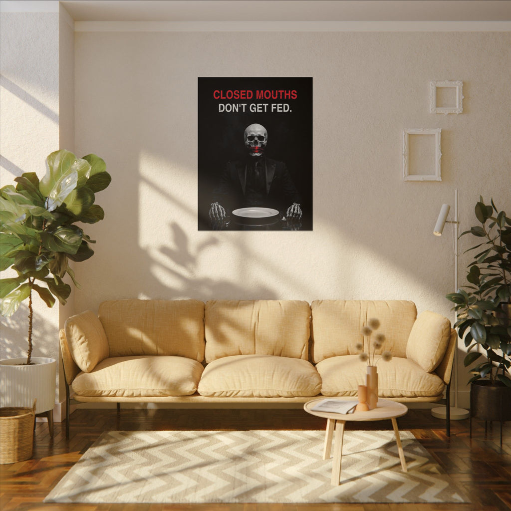 Closed Mouths - Dark Humor Wall Art | Canvas