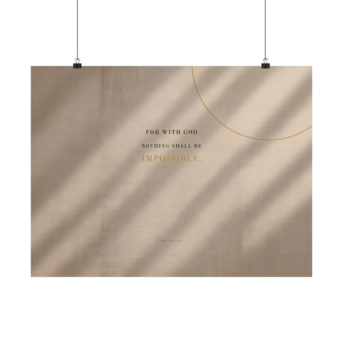 Nothing Shall Be Impossible - Luke 1:37 Bible Verse Wall Art | Matte Poster (Landscape)