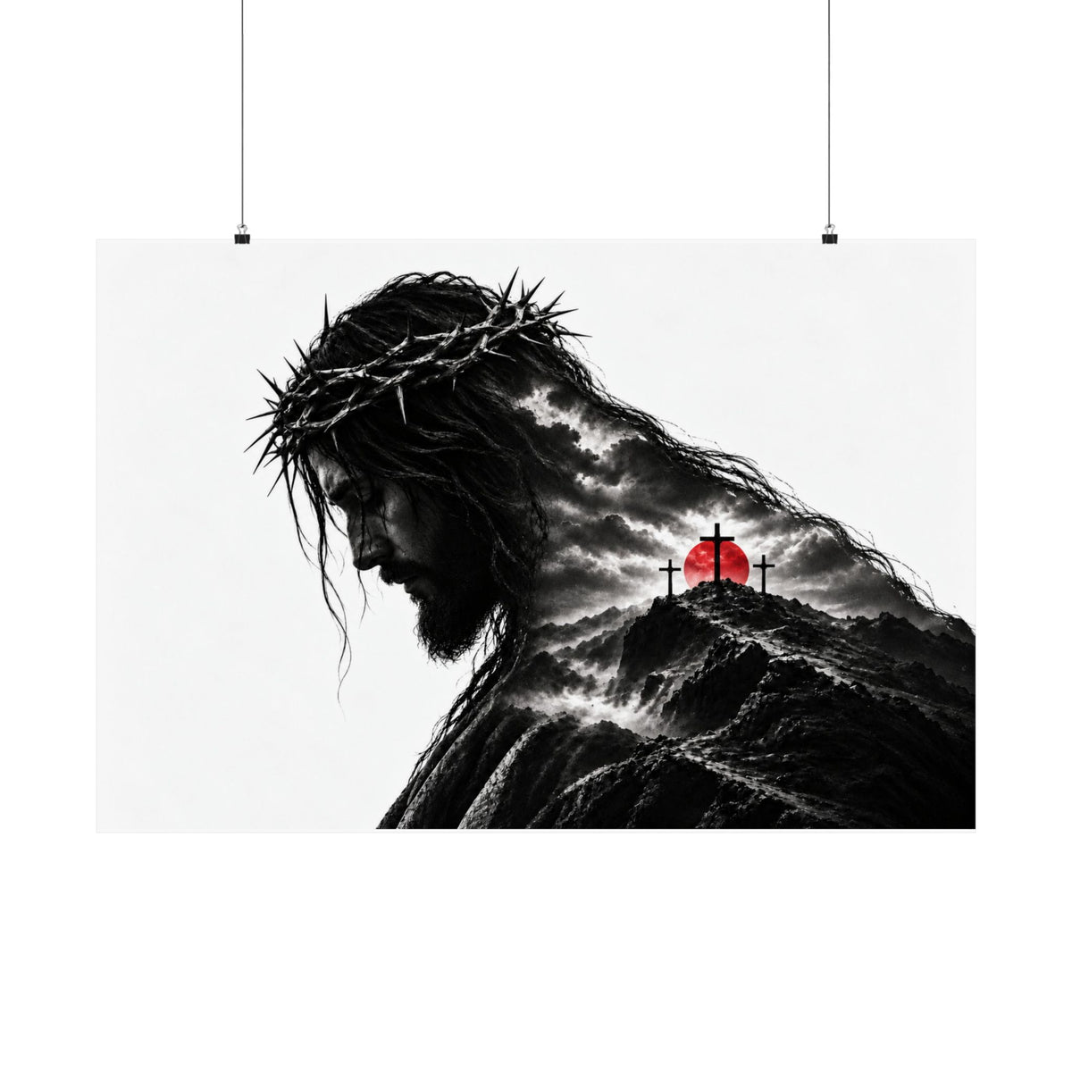 Three Crosses - Christian Wall Art | Matte Poster (Landscape)