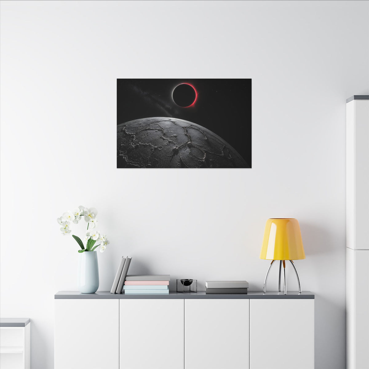 Red Eclipse - Moon Wall Art | Canvas (Landscape)