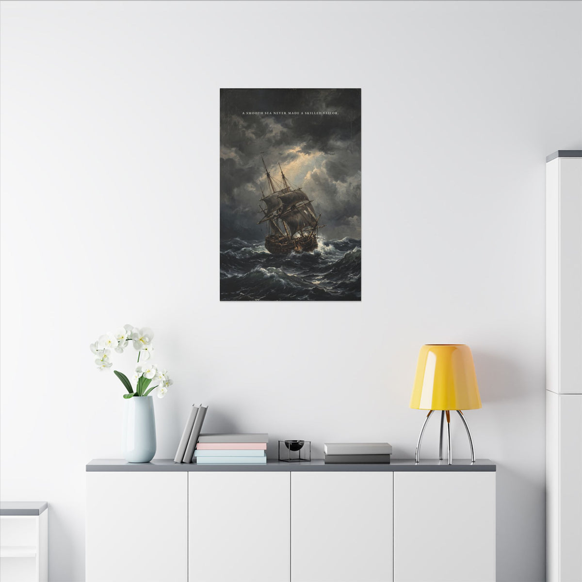 A Smooth Sea Never Made a Skilled Sailor - Storm Ship Wall Art | Canvas