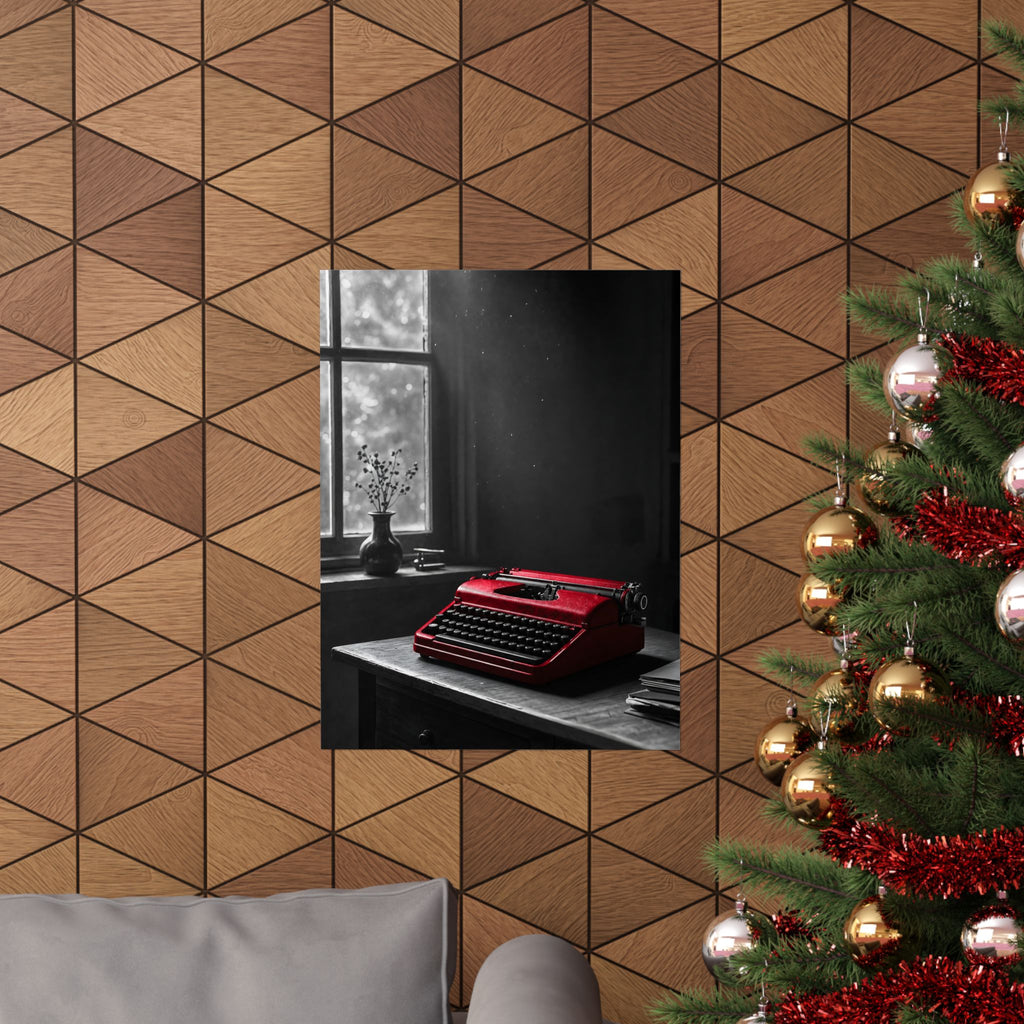 The Red Typewriter - Unique Office Wall Art | Matte Poster
