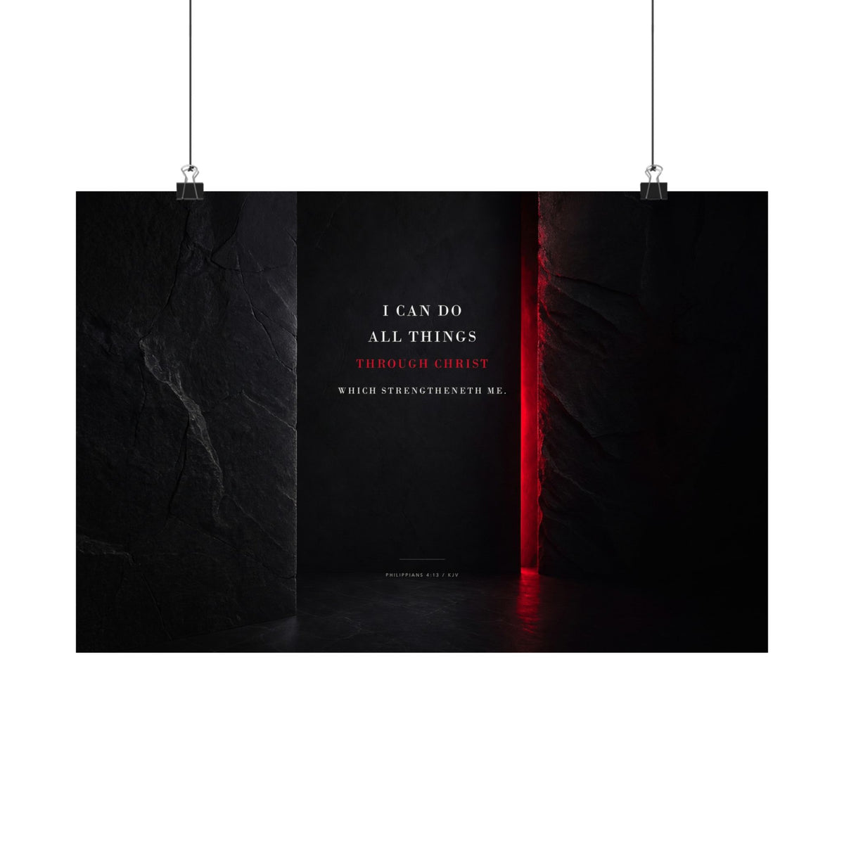 All Things Through Christ - Philippians 4:13 Scripture Wall Art | Matte Poster (Landscape)