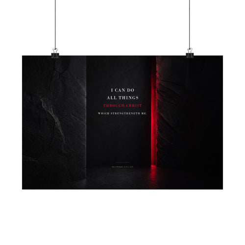 All Things Through Christ - Philippians 4:13 Scripture Wall Art | Matte Poster (Landscape)