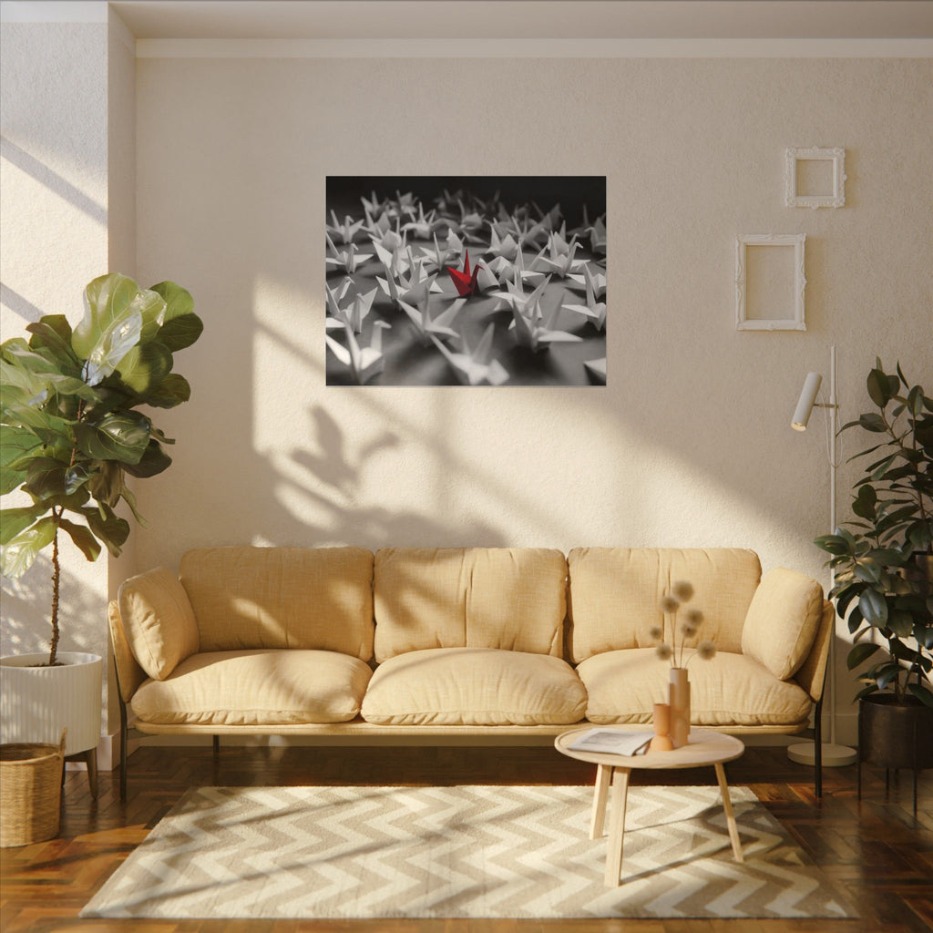 The Red Crane - Unique Wall Art For Office | Canvas (Landscape)