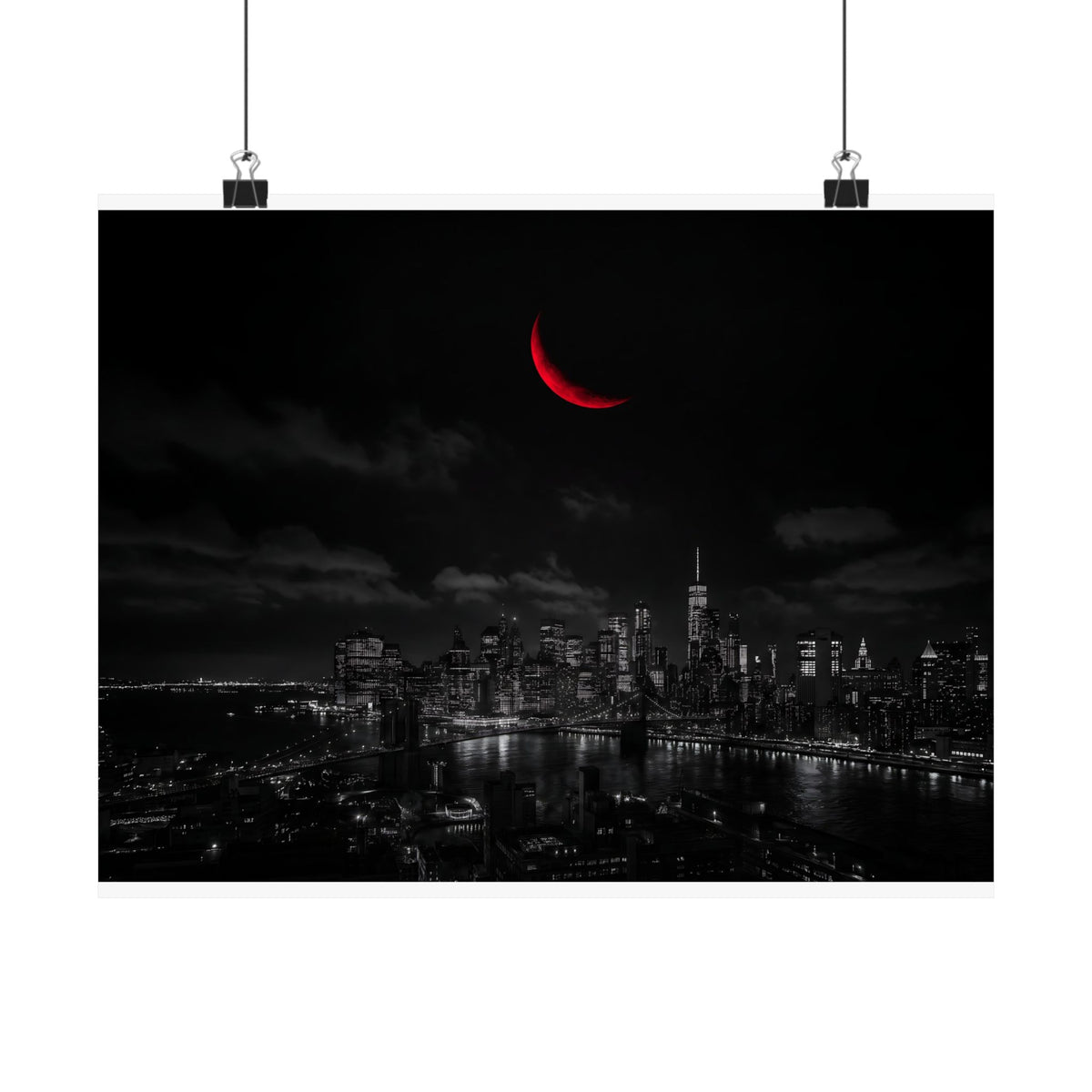 Red Crescent - Red Wall Decor | Matte Poster (Landscape)
