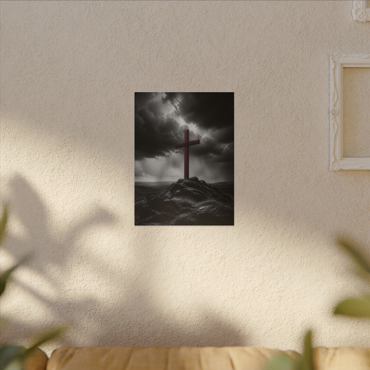 Red Cross in the Storm - Christian Cross Wall Art | Canvas