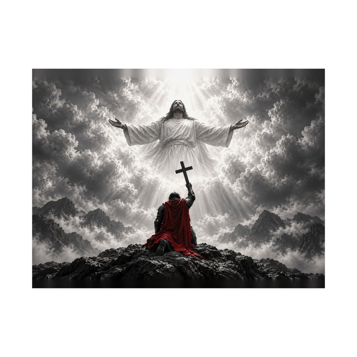 Jesus and the Warrior - Christian Wall Art | Matte Poster (Landscape)