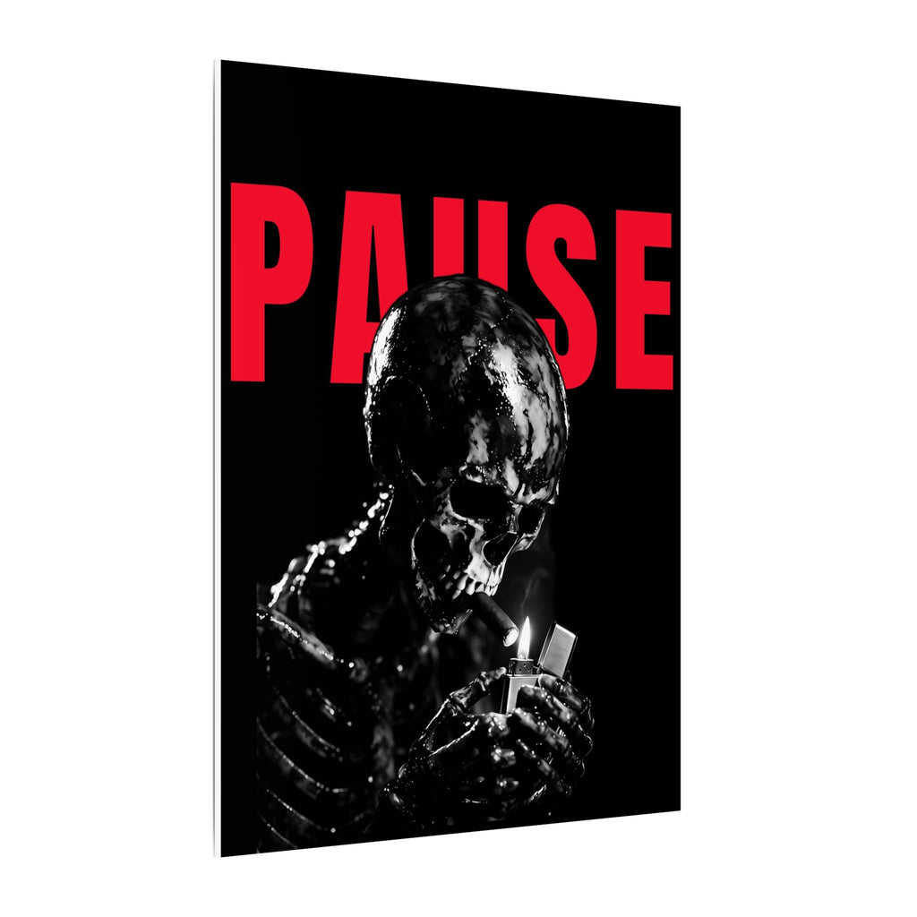 Pause - Smoking Skeleton Wall Art, Dark Gothic Man Cave | Canvas