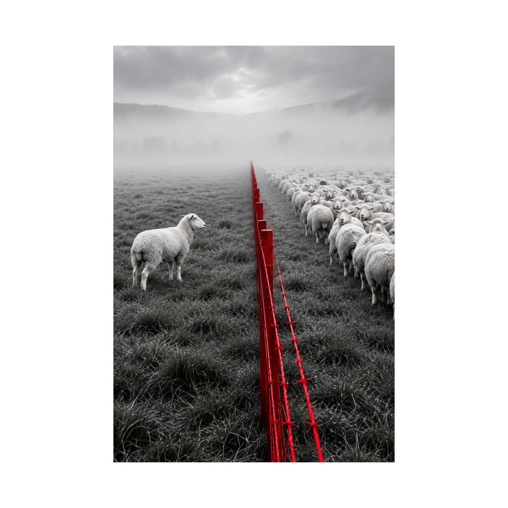 Lone Lamb - Black and White Wall Art | Matte Poster