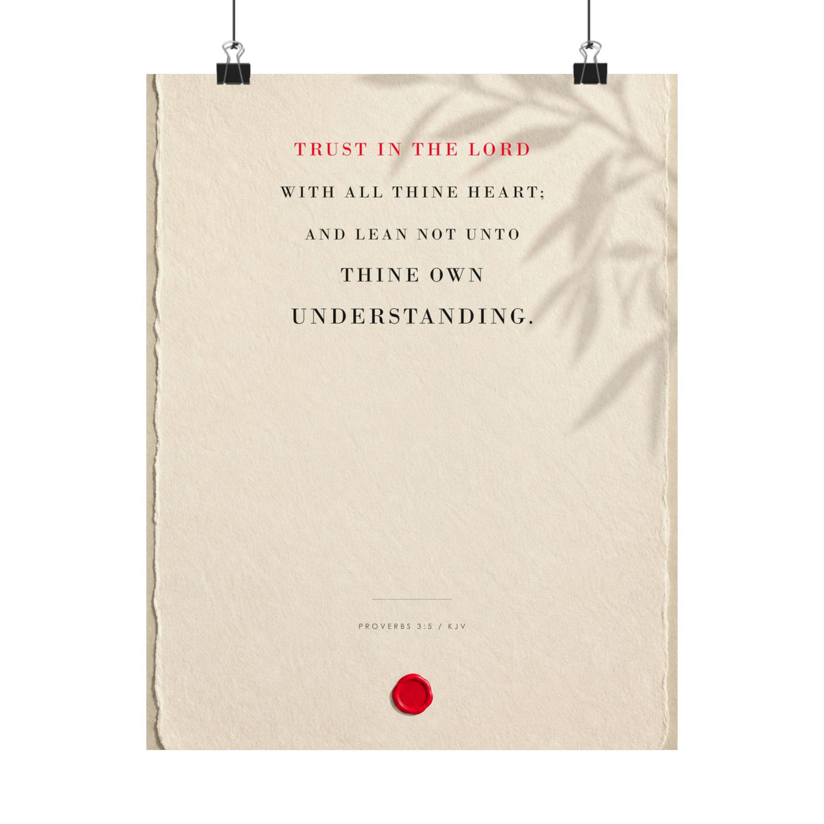 Trust in the Lord - Proverbs 3:5 Bible Verse Wall Art | Matte Poster