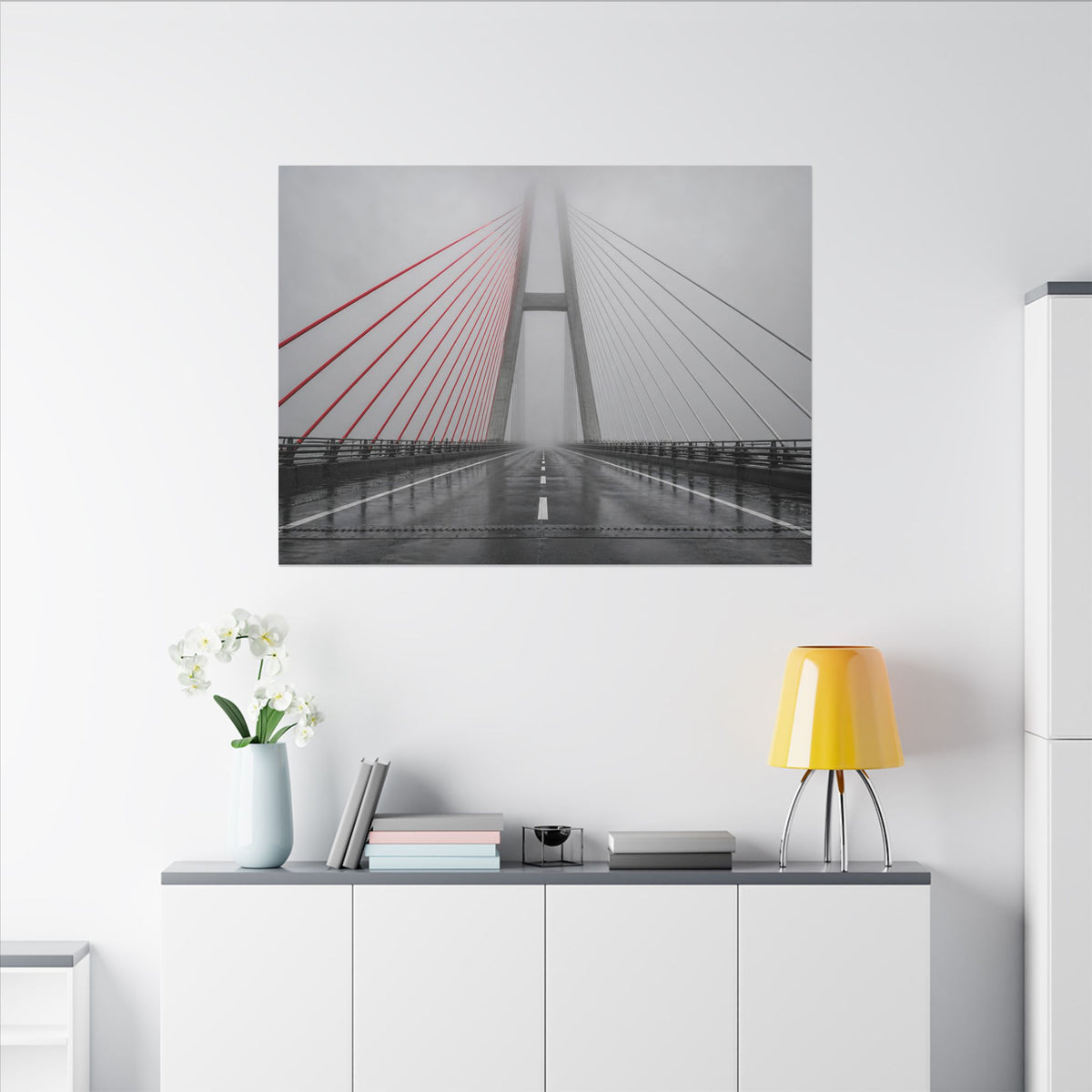 Span in Fog - Red Wall Decor | Canvas (Landscape)