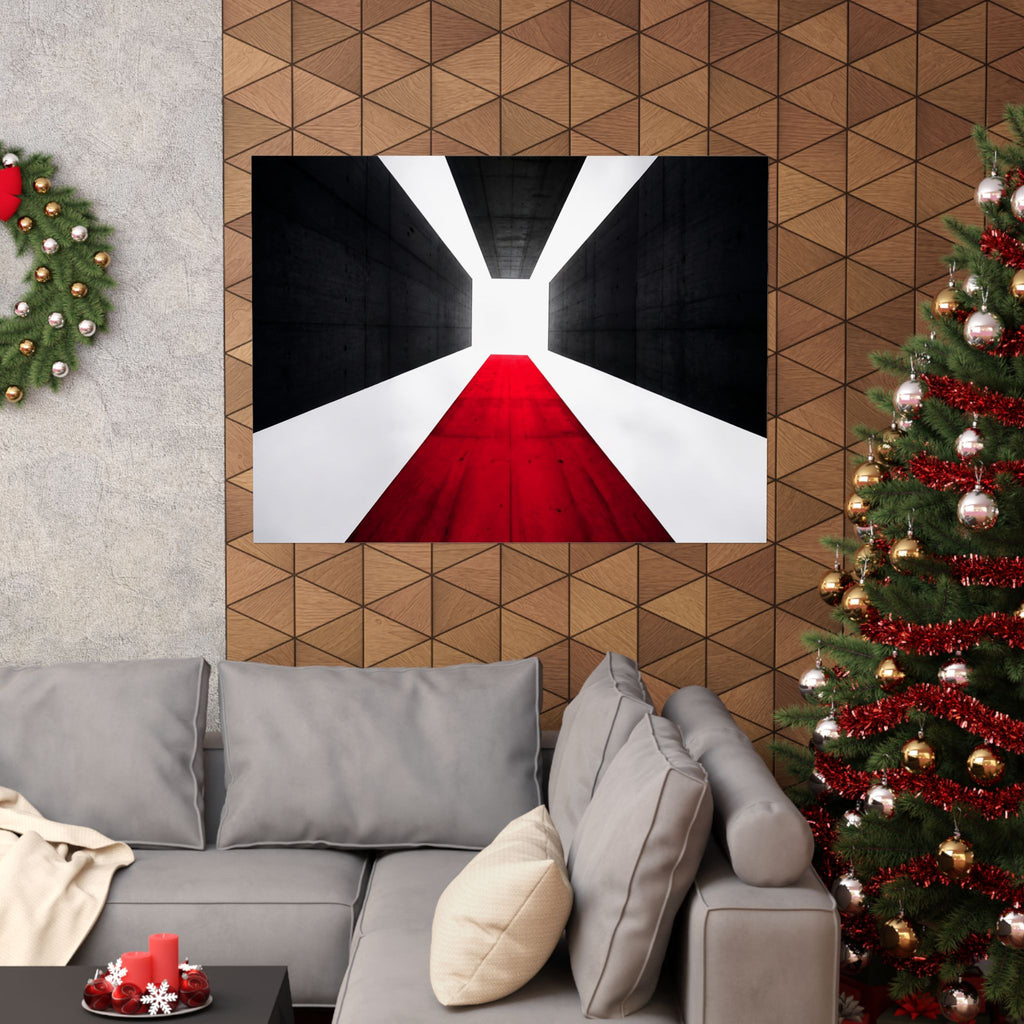 The Red Facade - Red Wall Decor | Matte Poster (Landscape)