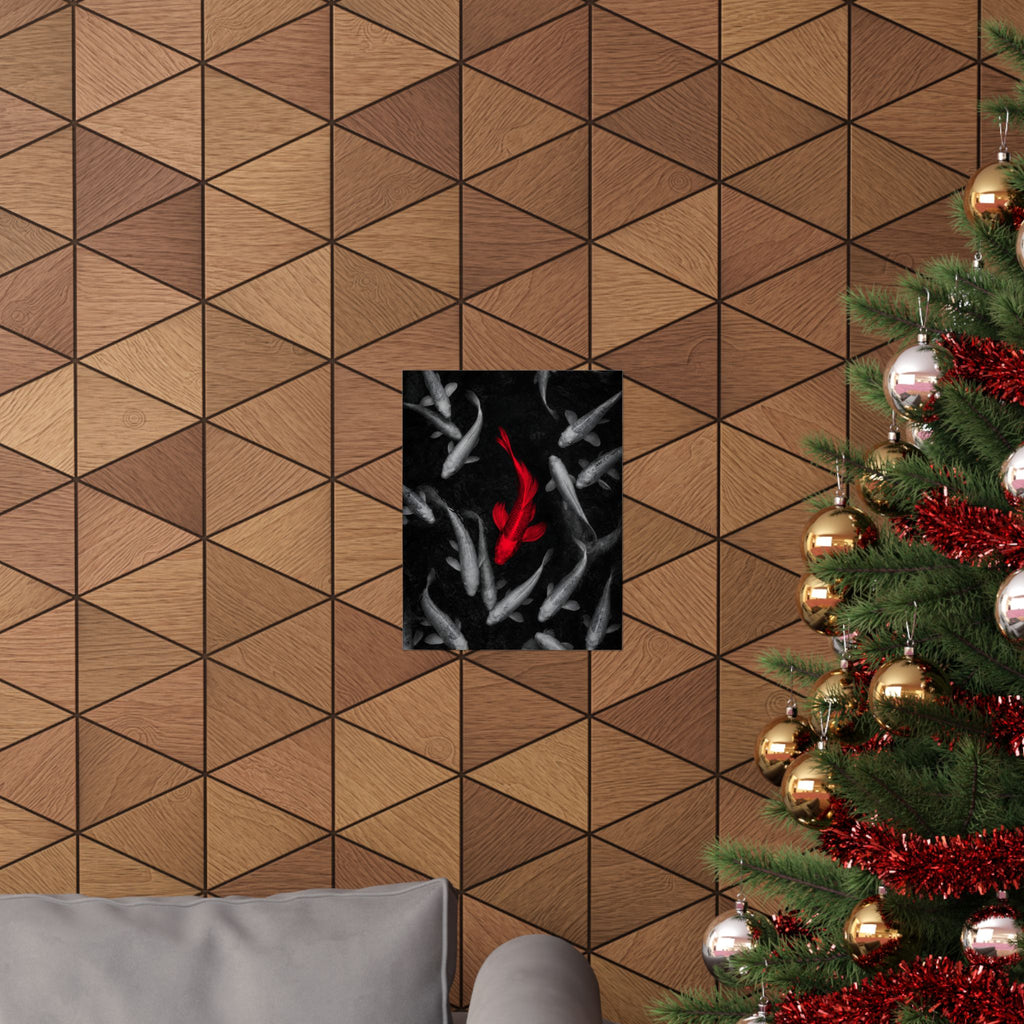 The Red Koi - Red And Black Wall Art | Matte Poster