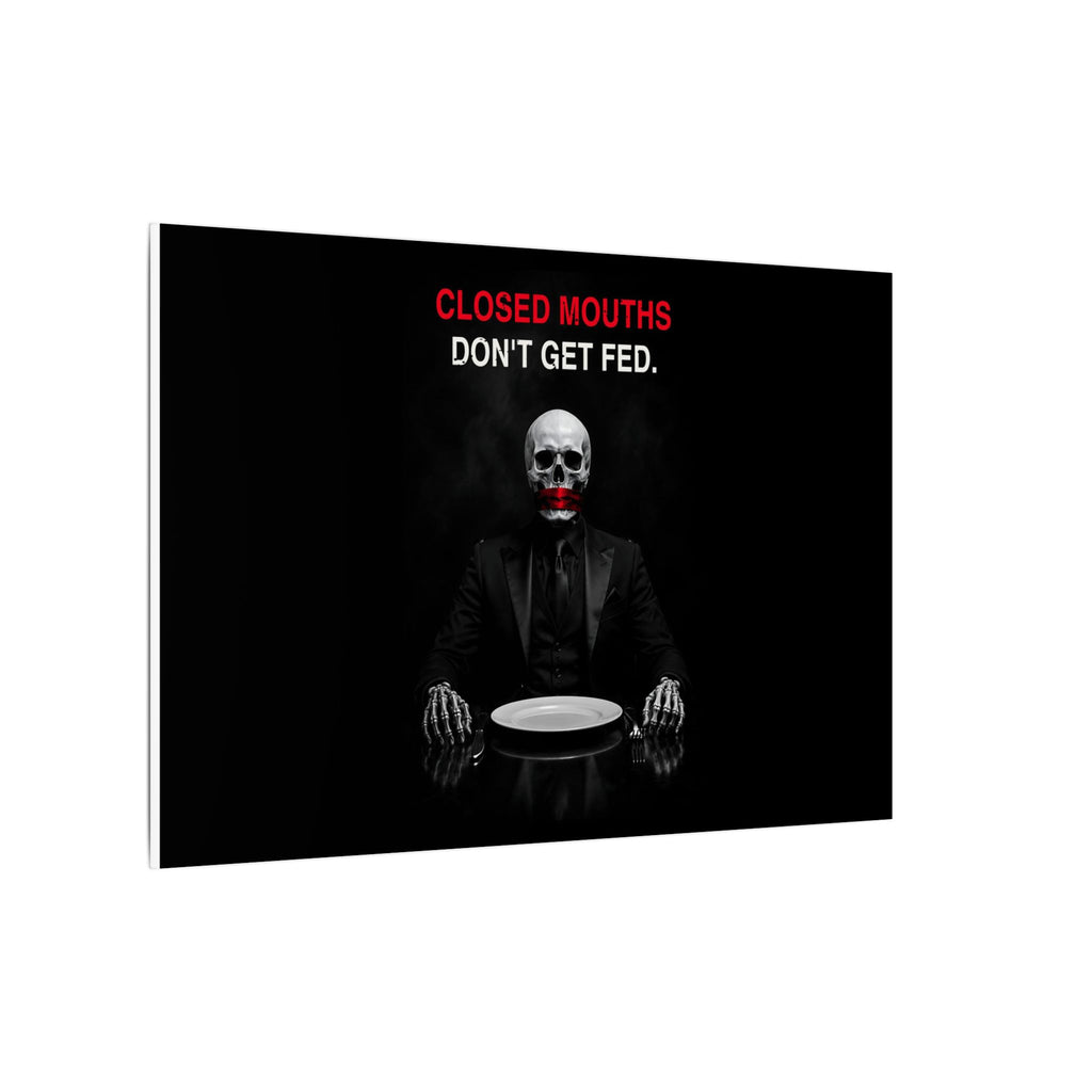 Closed Mouths - Dark Humor Wall Art | Canvas (Landscape)