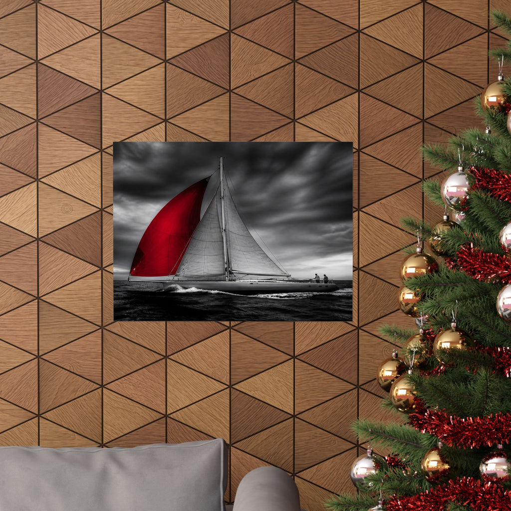 Red Sail - Large Wall Art for Bedroom | Matte Poster (Landscape)
