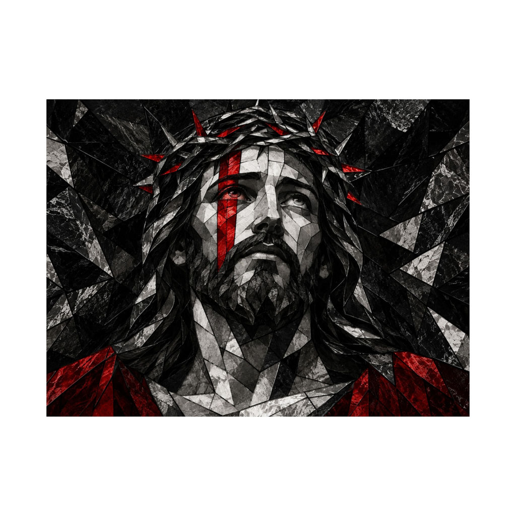 Stained Glass Christ - Christian Wall Art | Matte Poster (Landscape)