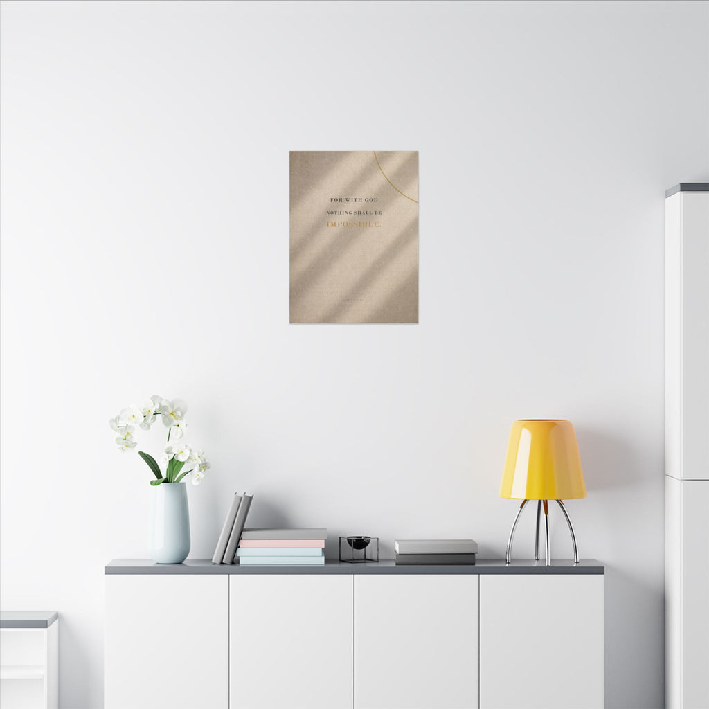 Nothing Shall Be Impossible - Luke 1:37 Bible Verse Wall Art | Canvas