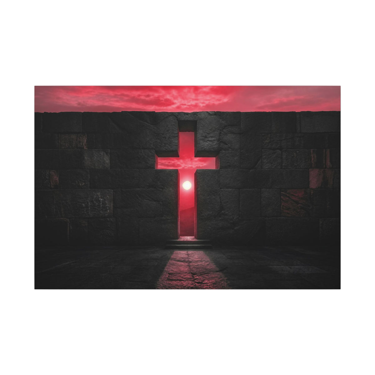 Light Through Stone - Modern Cross Wall Art | Canvas (Landscape)