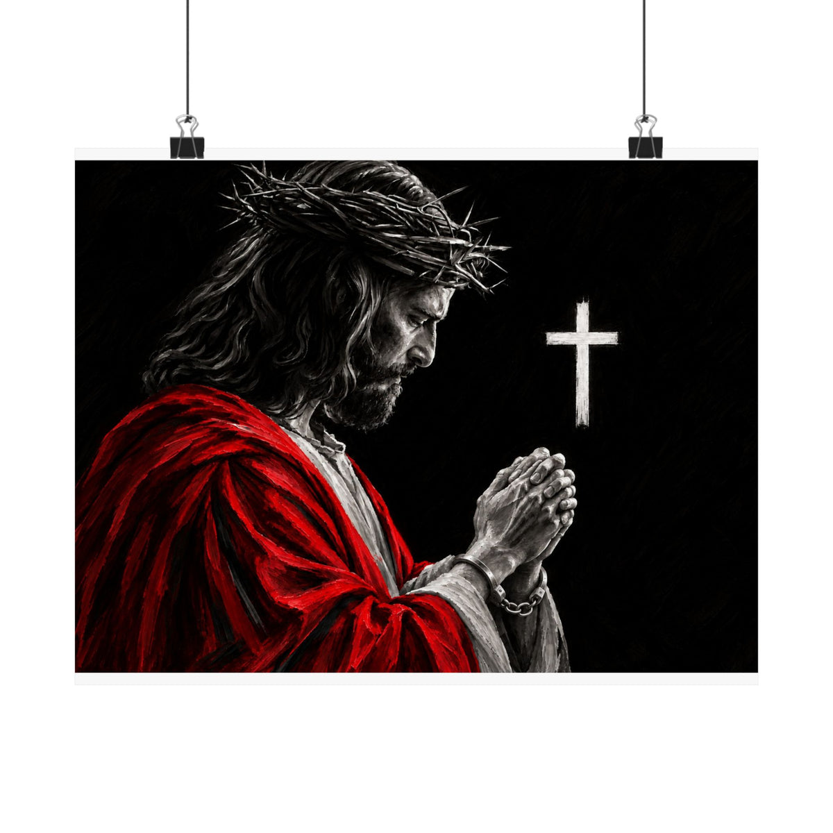 Praying Jesus - Christian Wall Art | Matte Poster (Landscape)