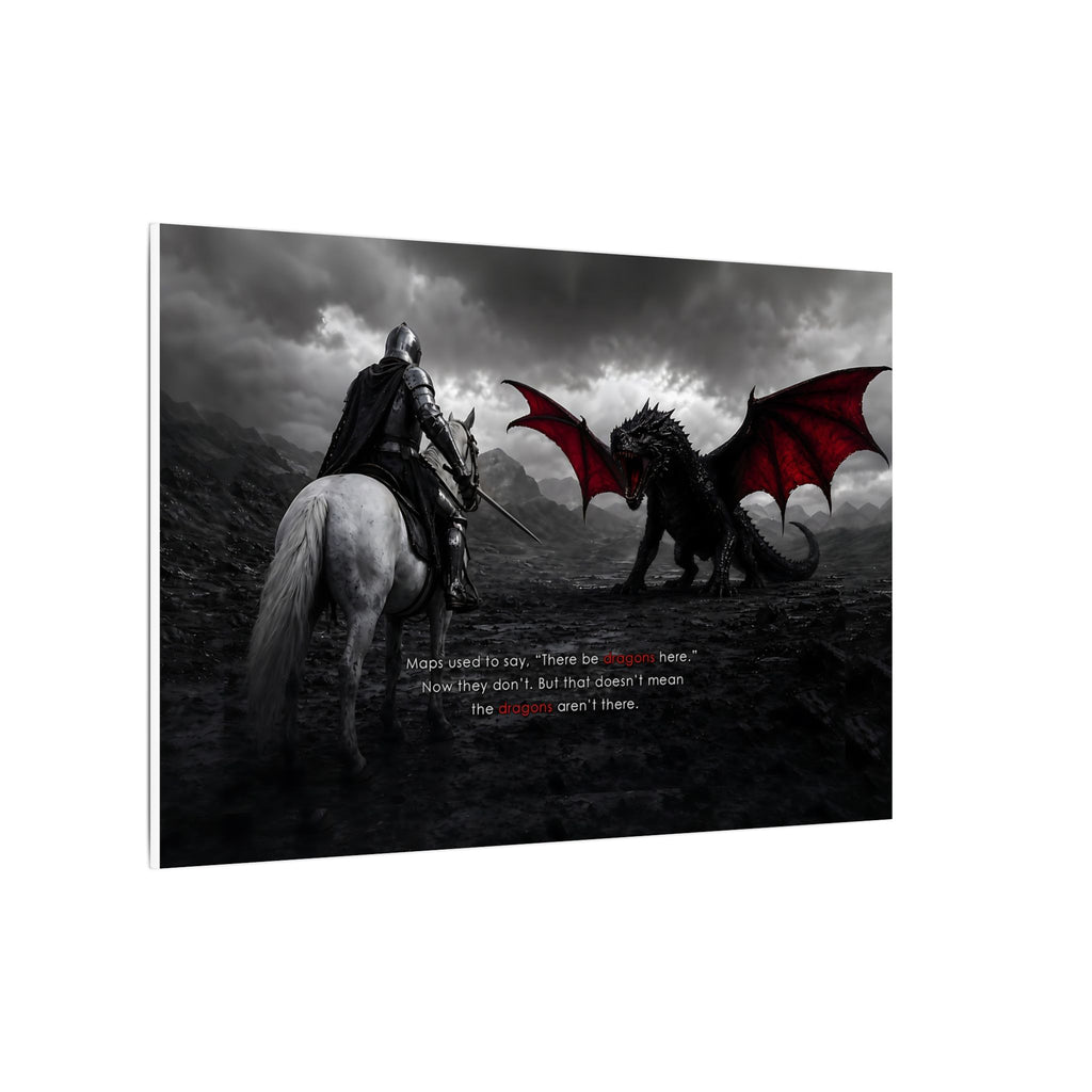 There Be Dragons - Man Cave Decor | Canvas (Landscape)
