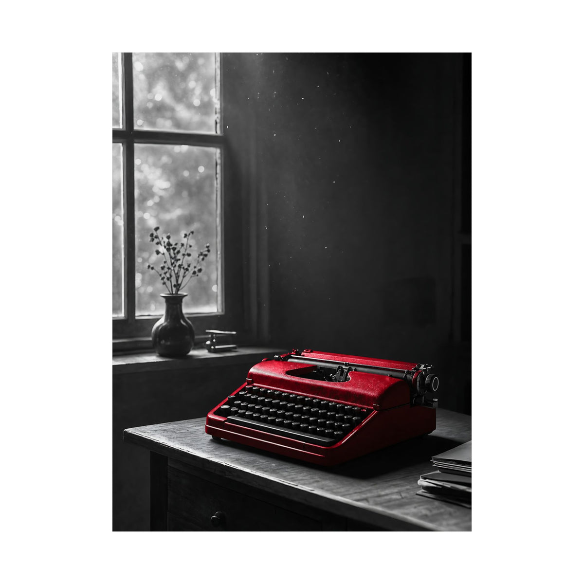 The Red Typewriter - Unique Office Wall Art | Matte Poster