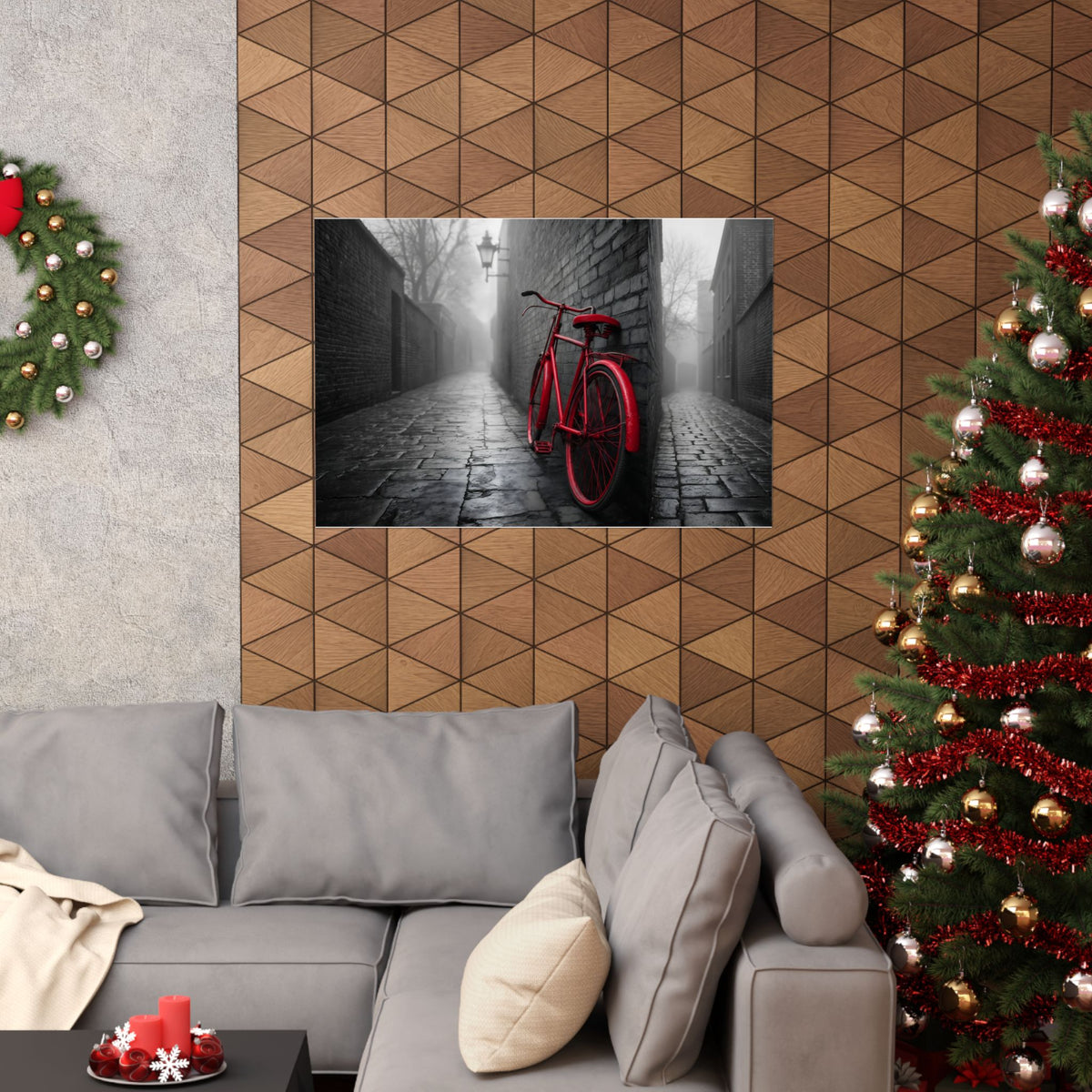 The Red Bicycle - Unique Office Wall Decor | Matte Poster (Landscape)