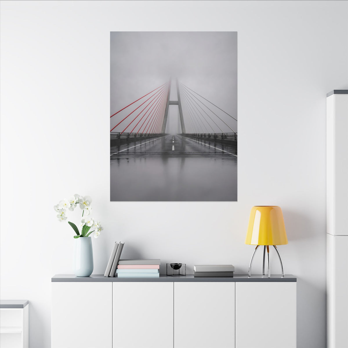 Span in Fog - Red Wall Decor | Canvas
