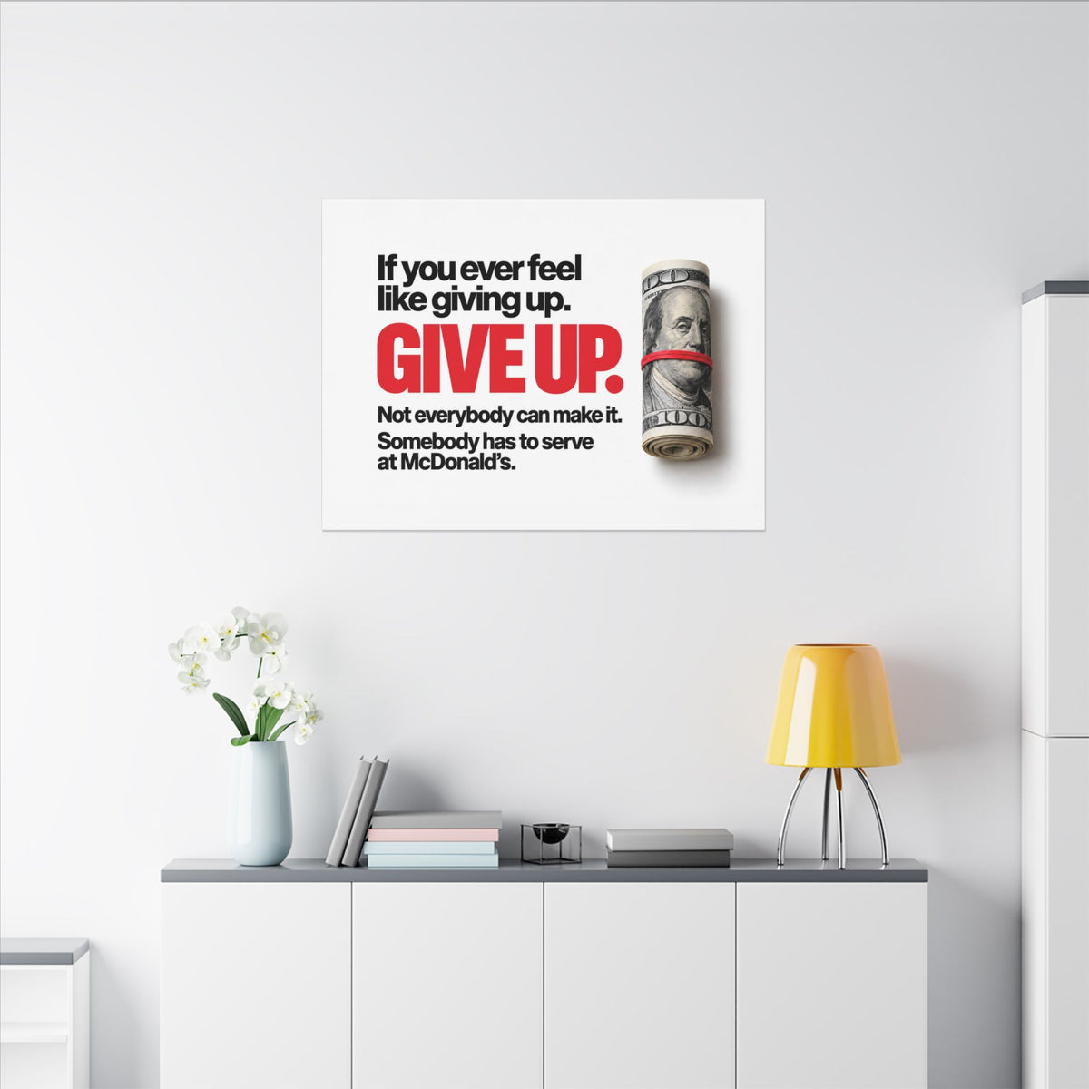 Give Up - Meme Wall Art | Canvas (Landscape)