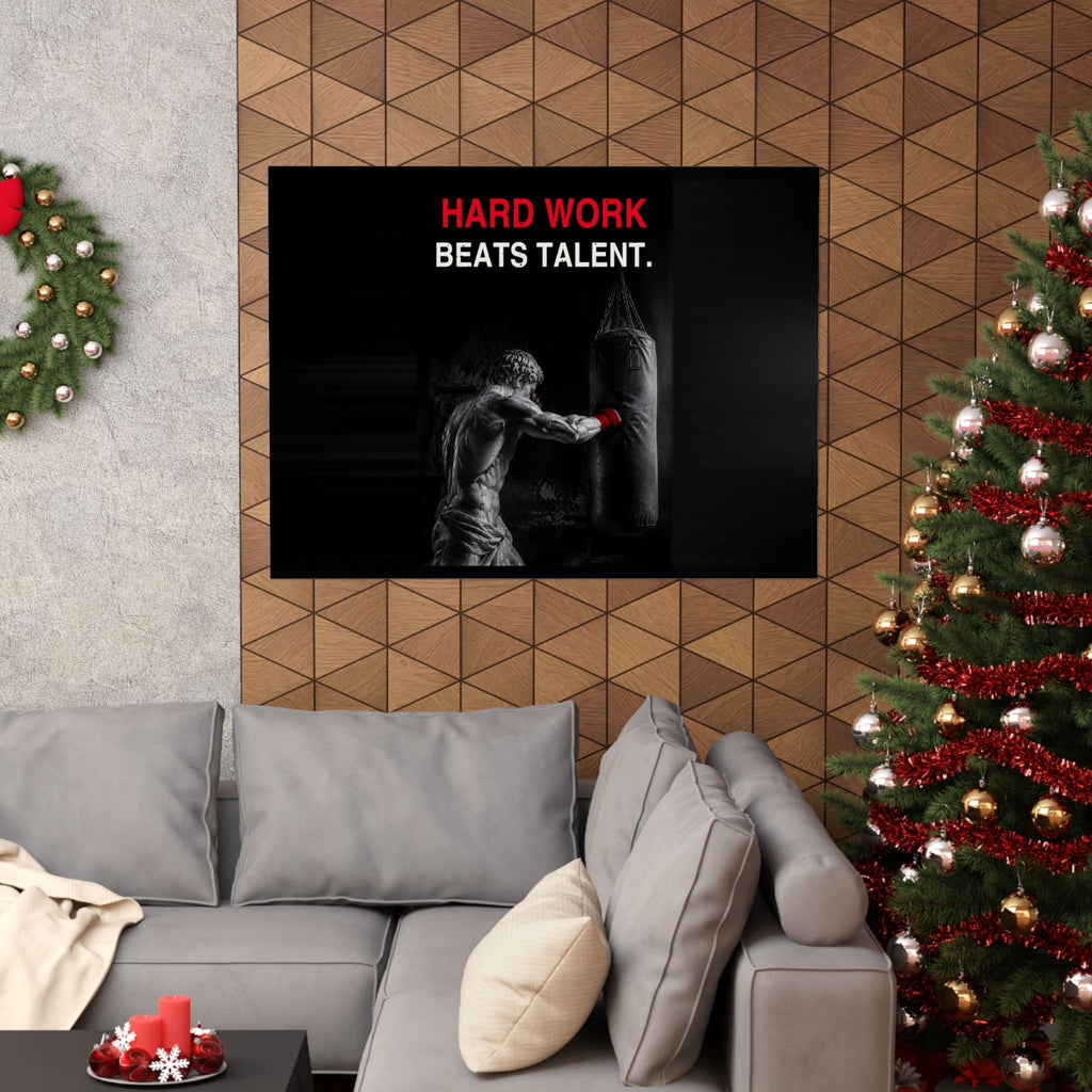 Hard Work Beats Talent - Boxing Wall Art | Matte Poster (Landscape)