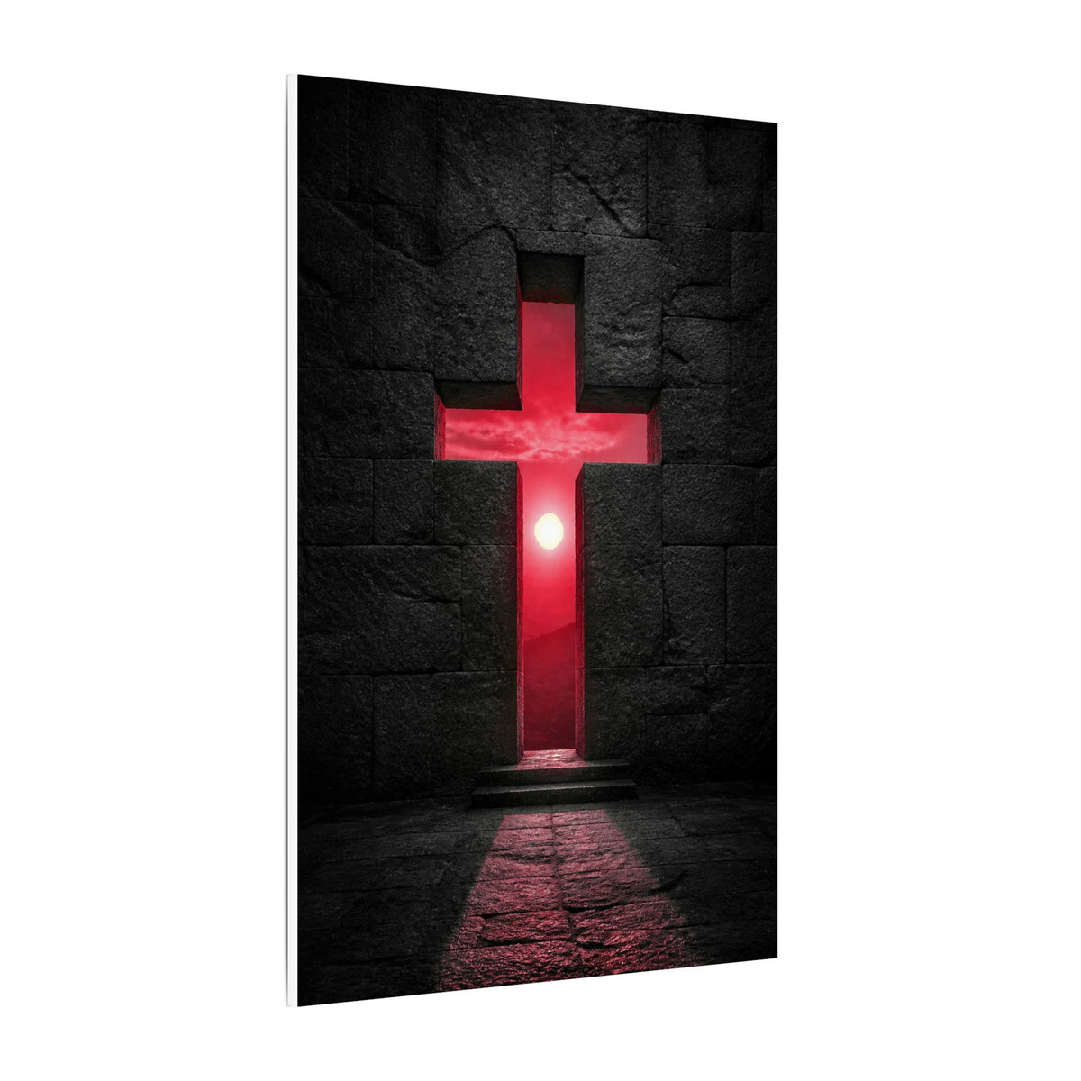 Light Through Stone - Modern Cross Wall Art | Canvas