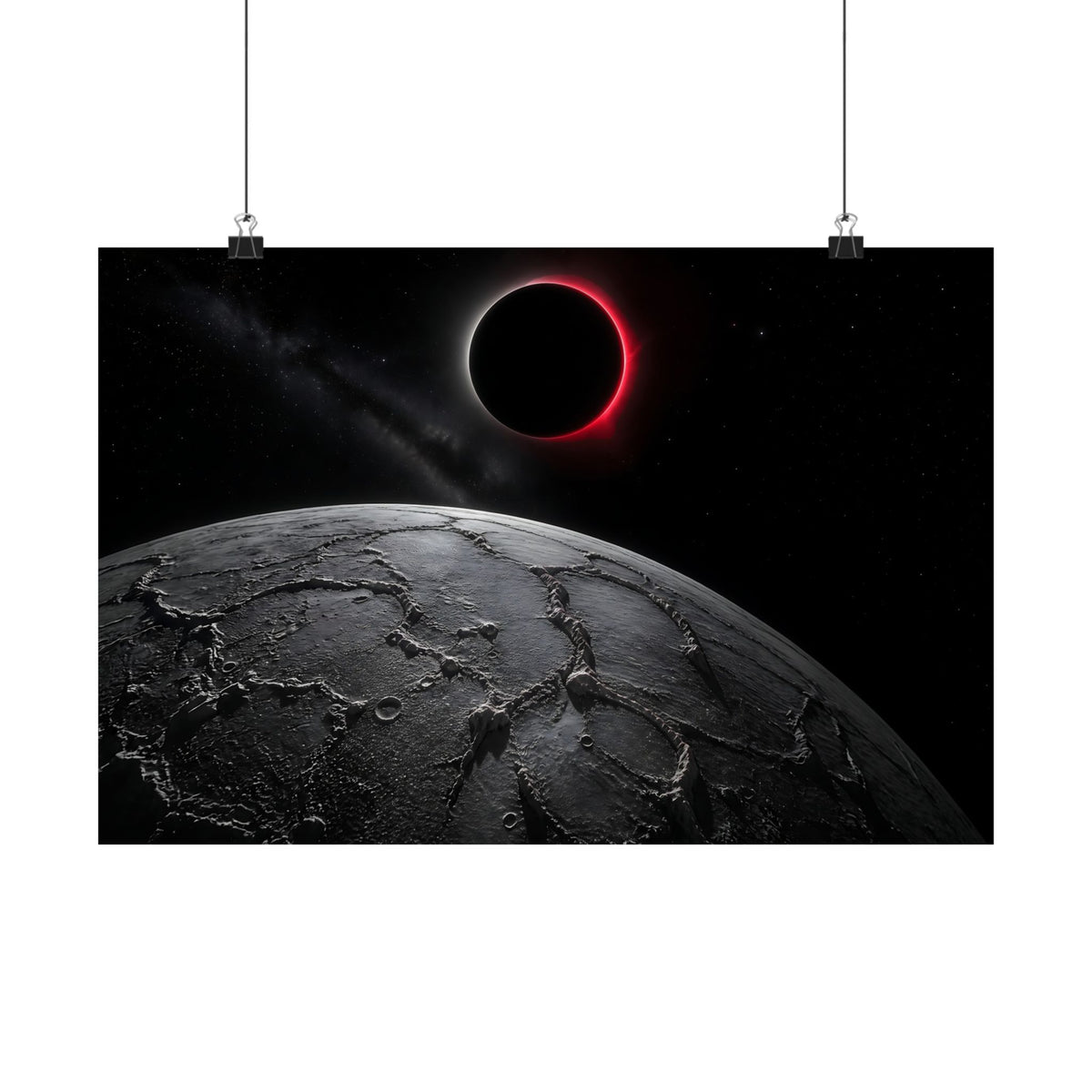 Red Eclipse - Moon Wall Art | Matte Poster (Landscape)
