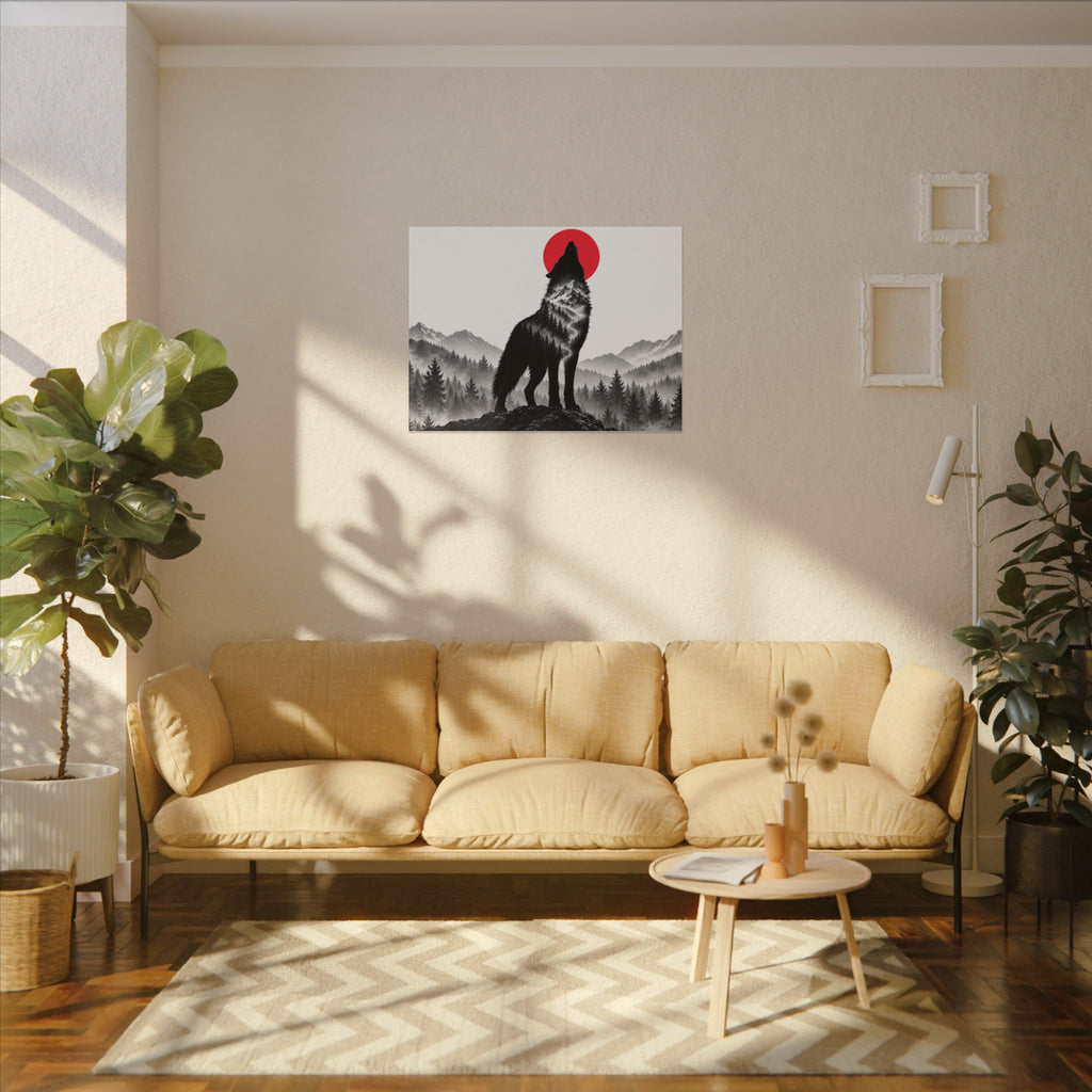 Howling Wolf - Dark Wall Art | Canvas (Landscape)
