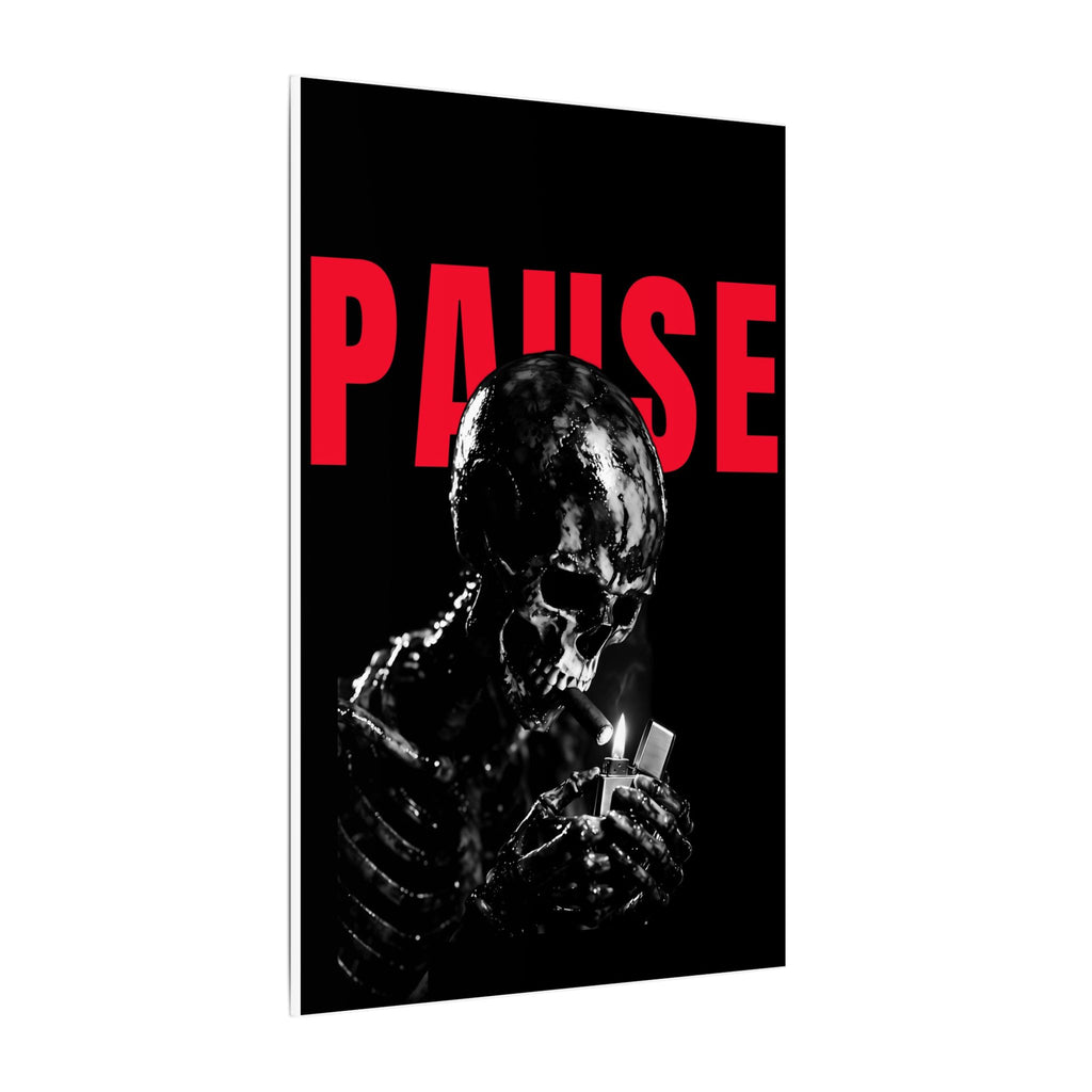 Pause - Smoking Skeleton Wall Art, Dark Gothic Man Cave | Canvas